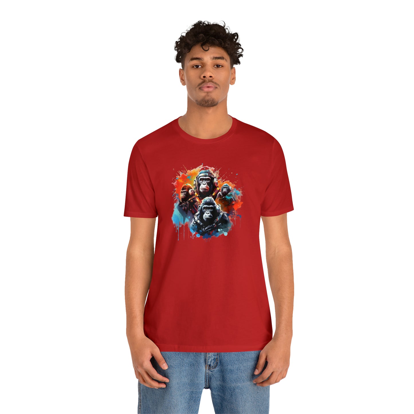 Gorillas in Space Unisex Jersey Short Sleeve Tee