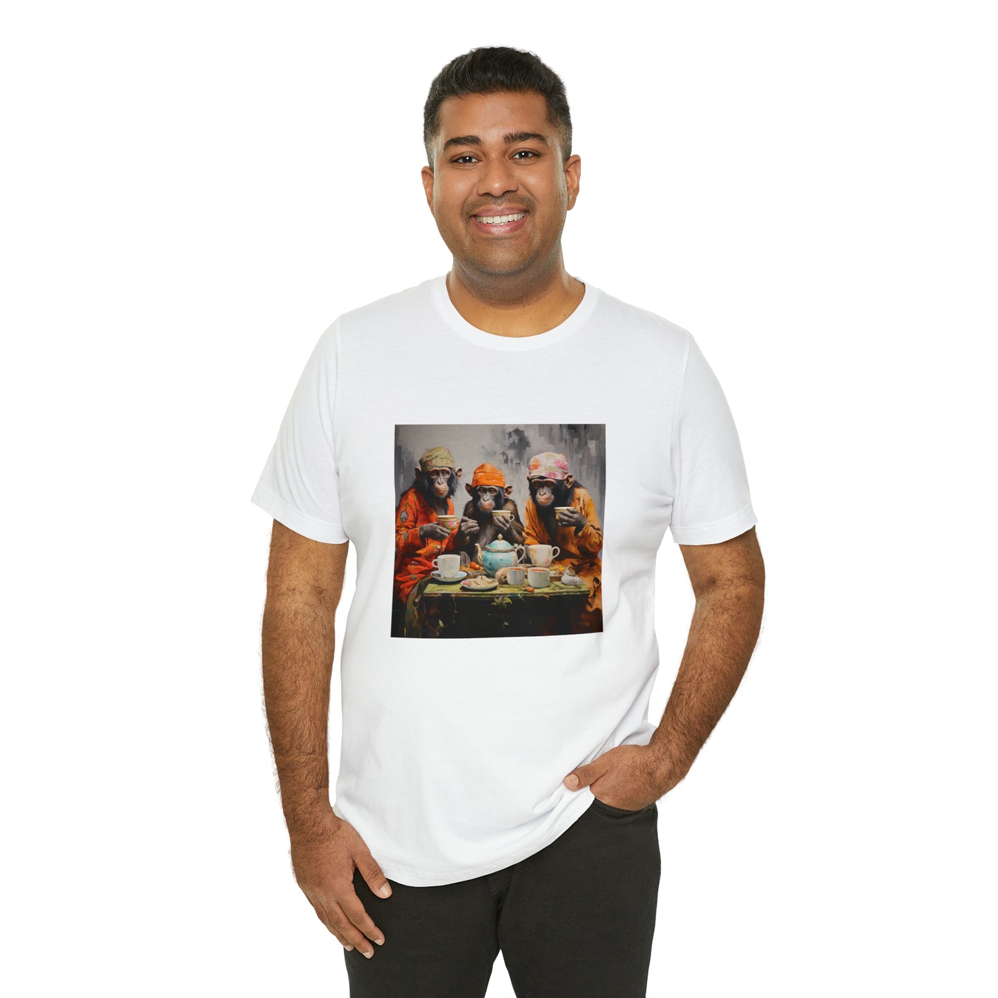 Sophisticated Monkey Tea Party Unisex Jersey Tee