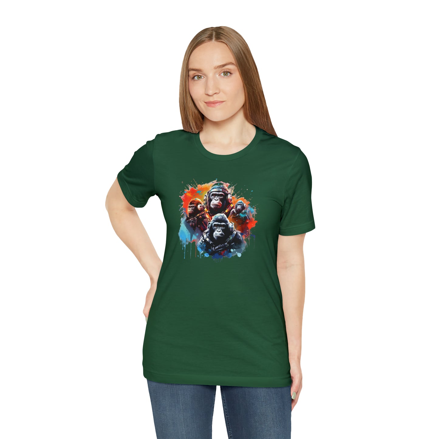 Gorillas in Space Unisex Jersey Short Sleeve Tee