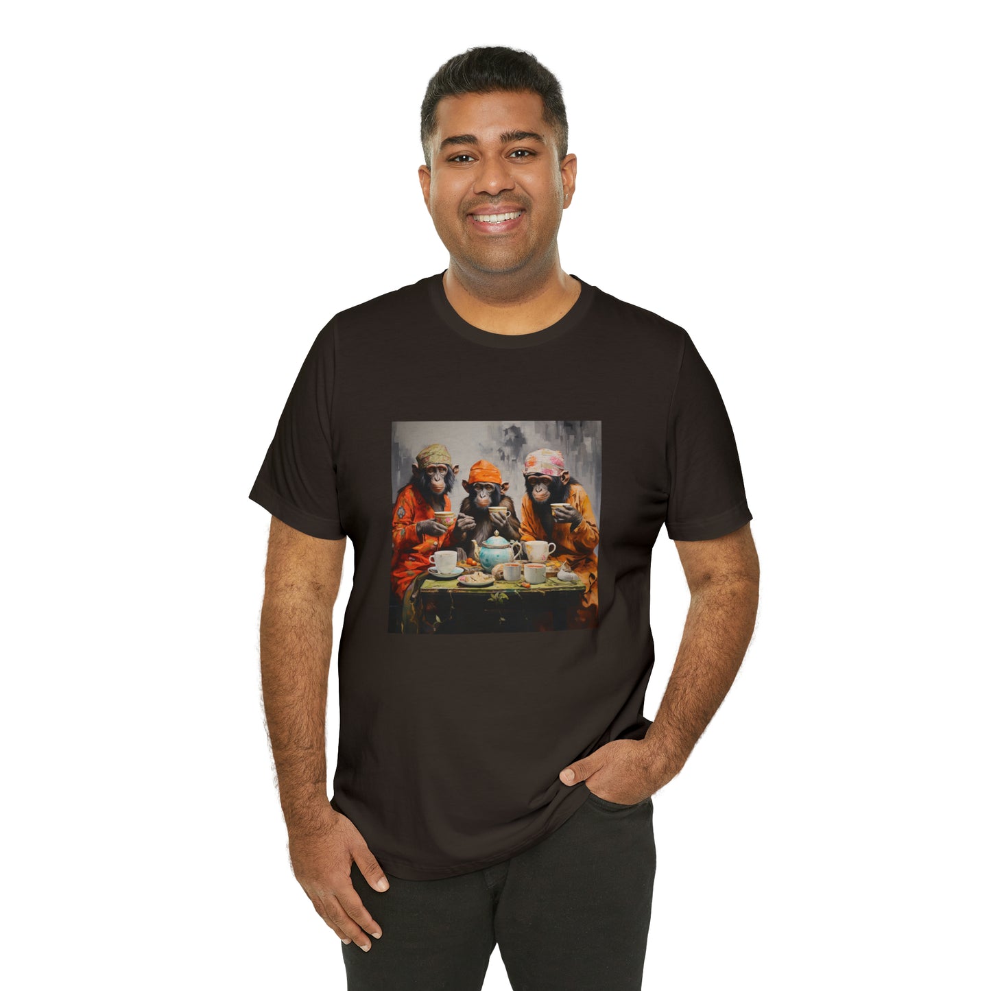 Sophisticated Monkey Tea Party Unisex Jersey Tee