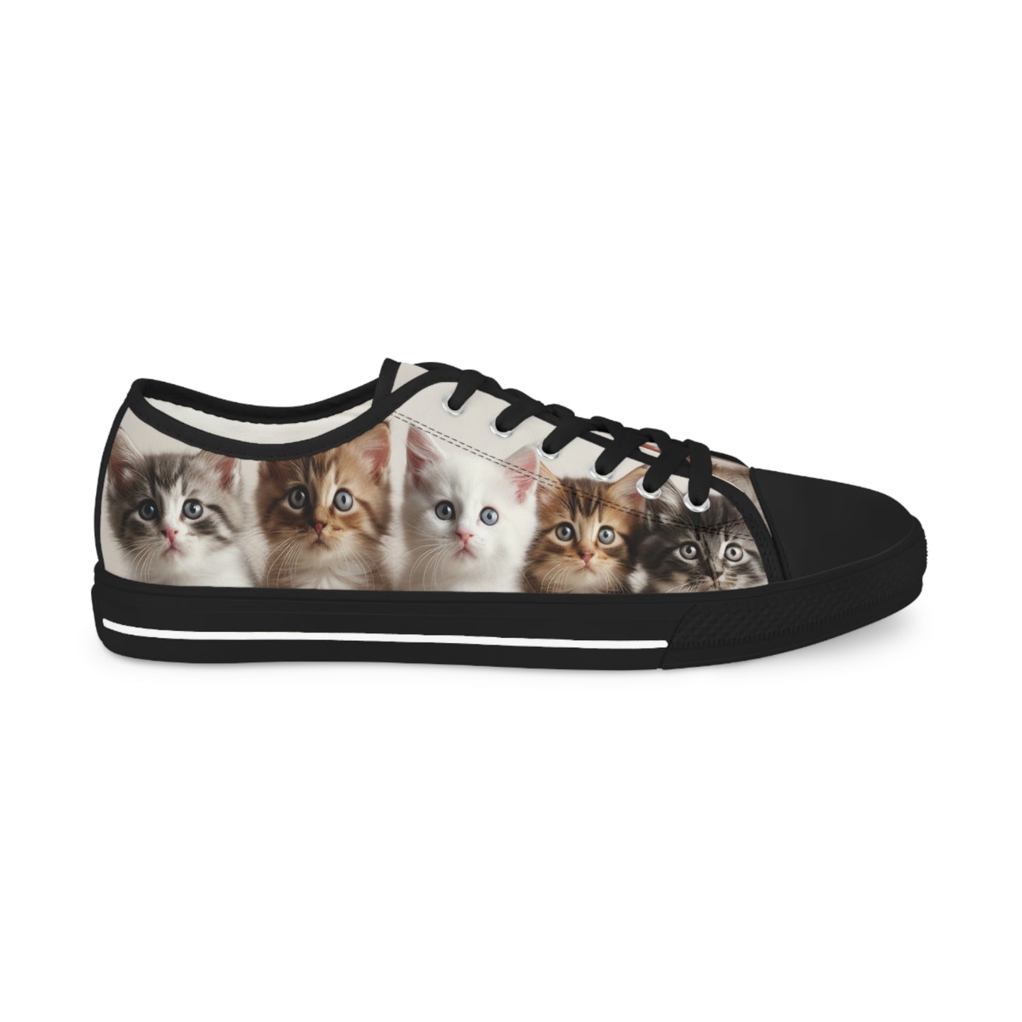 Men's Row of Kittens Low Top Sneakers