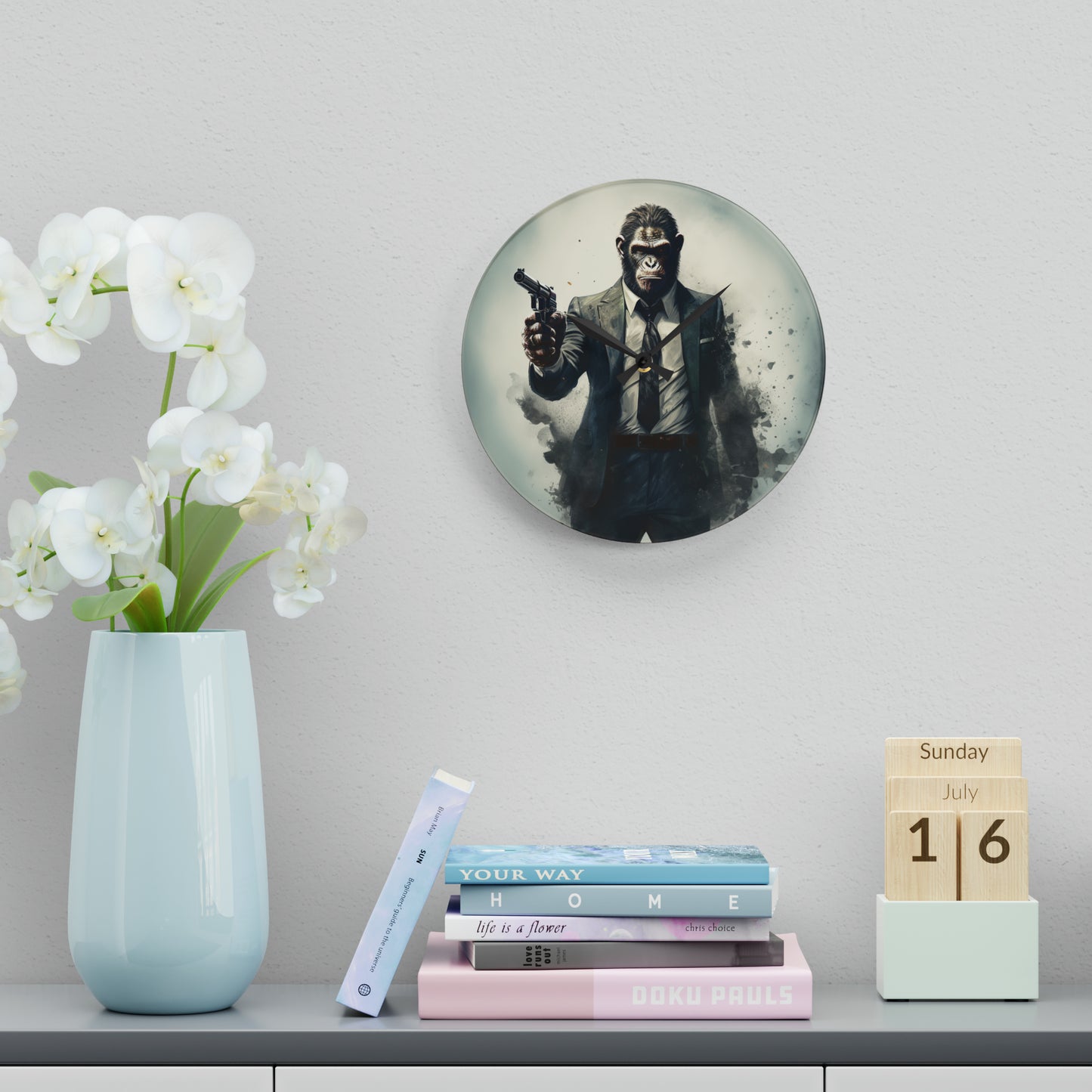 Ape in a Suit Acrylic Wall Clock - Unique & Quirky Decor