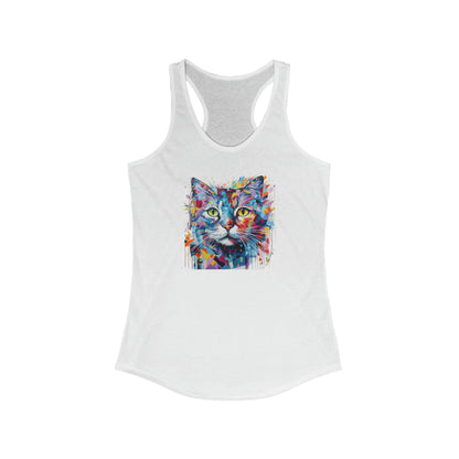 Women's Ideal Racerback Tank - Abstract Cat