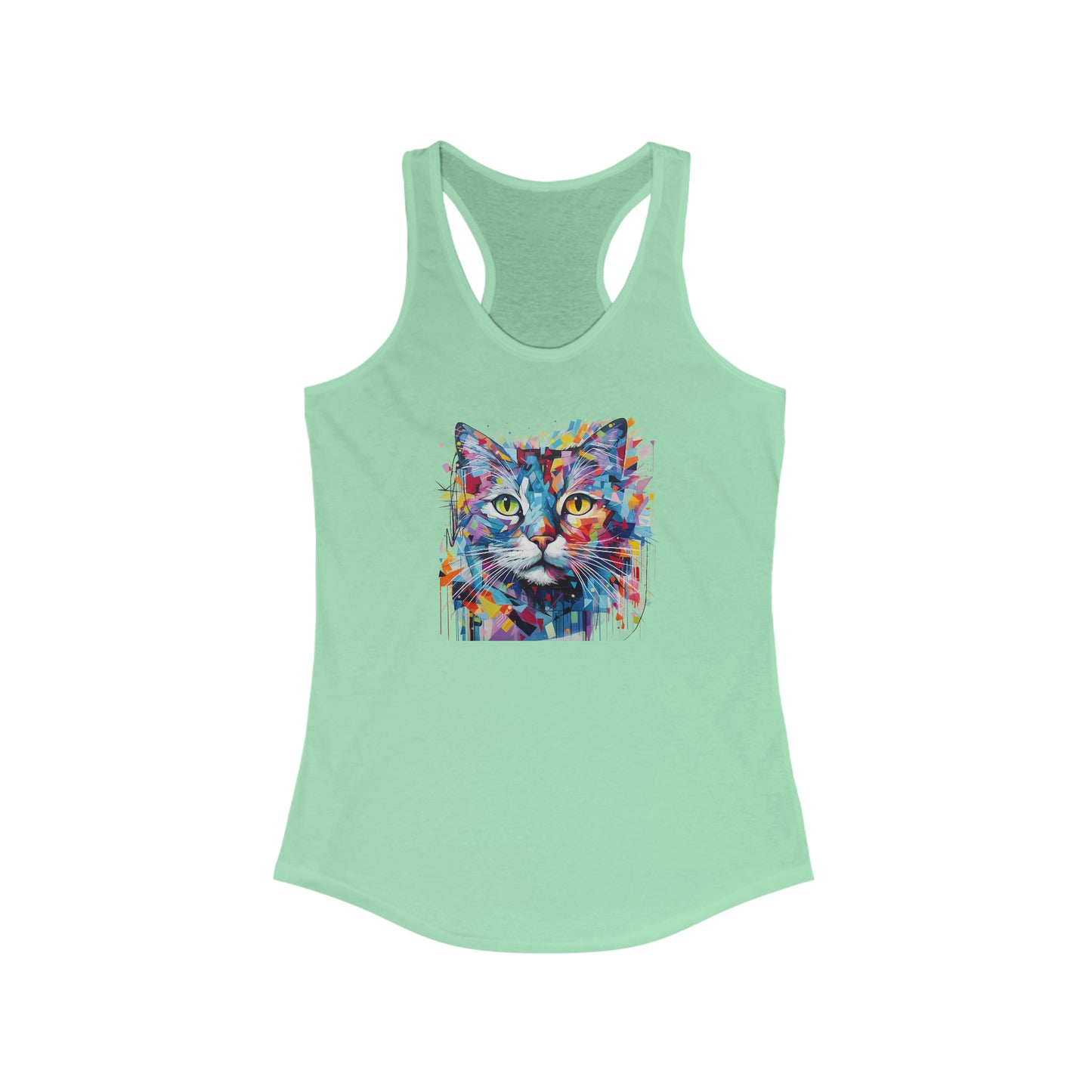 Women's Ideal Racerback Tank - Abstract Cat