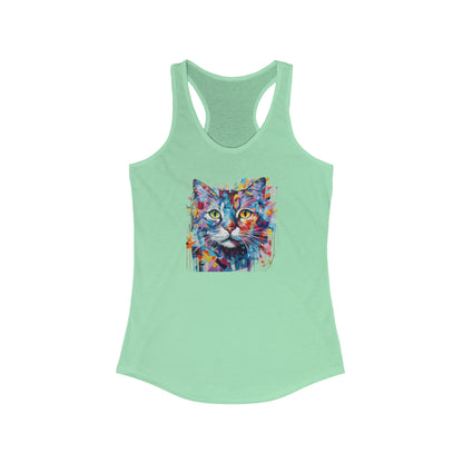 Women's Ideal Racerback Tank - Abstract Cat