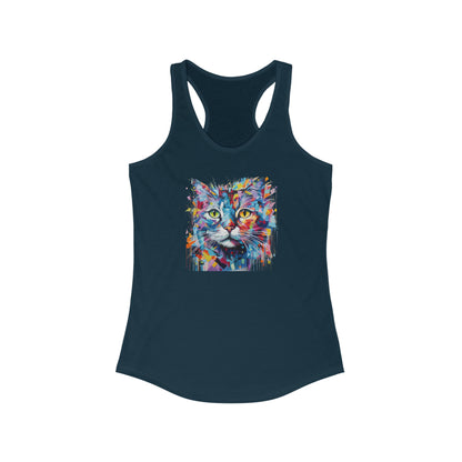 Women's Ideal Racerback Tank - Abstract Cat