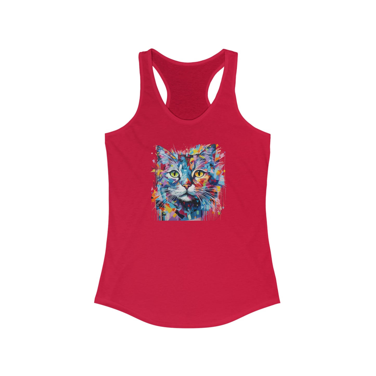 Women's Ideal Racerback Tank - Abstract Cat