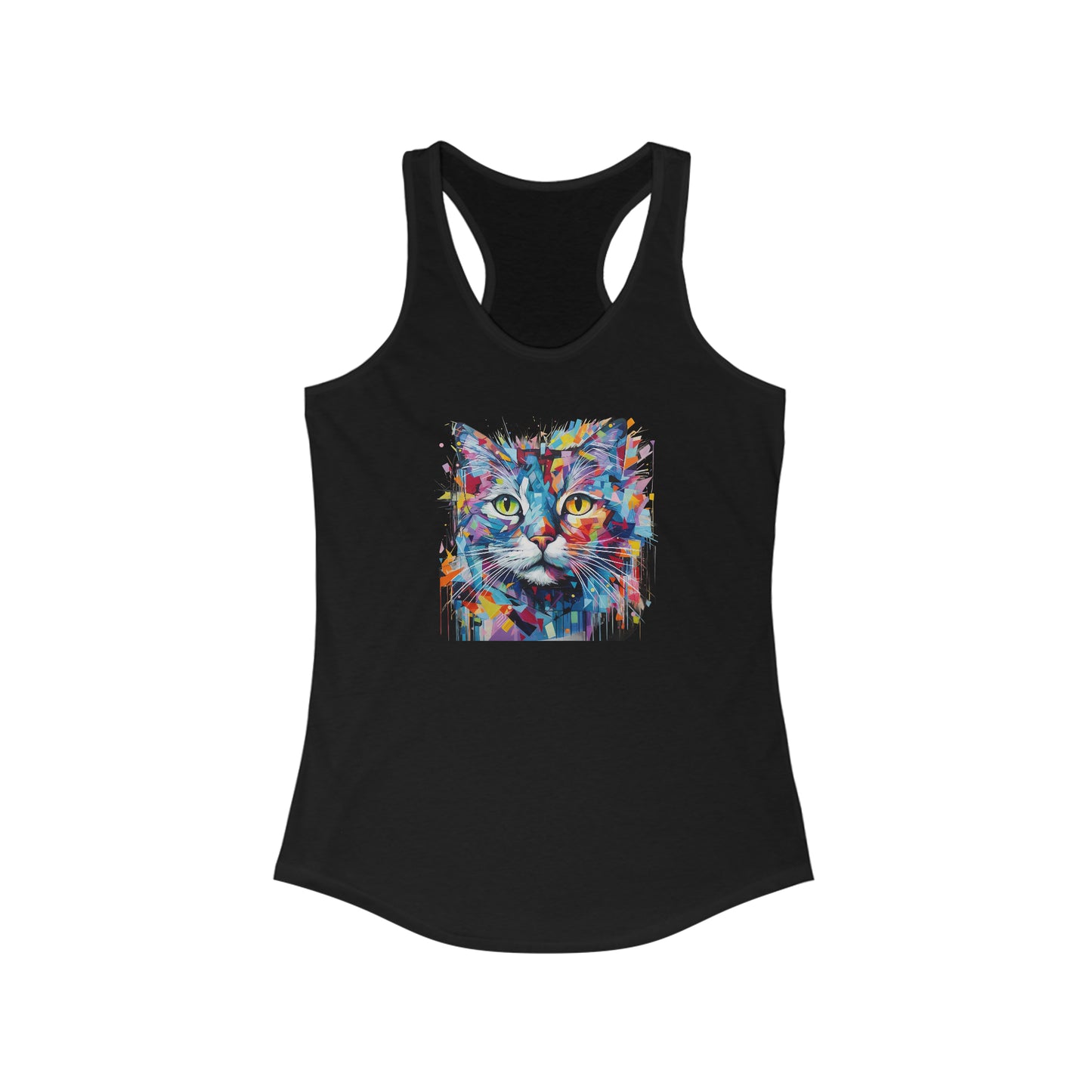 Women's Ideal Racerback Tank - Abstract Cat