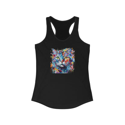 Women's Ideal Racerback Tank - Abstract Cat