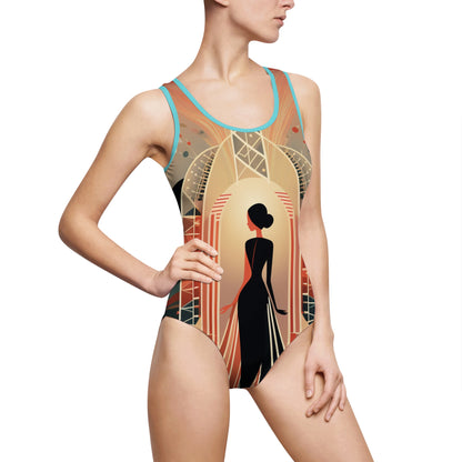 Art Deco Glamour Women's Classic One-Piece Swimsuit