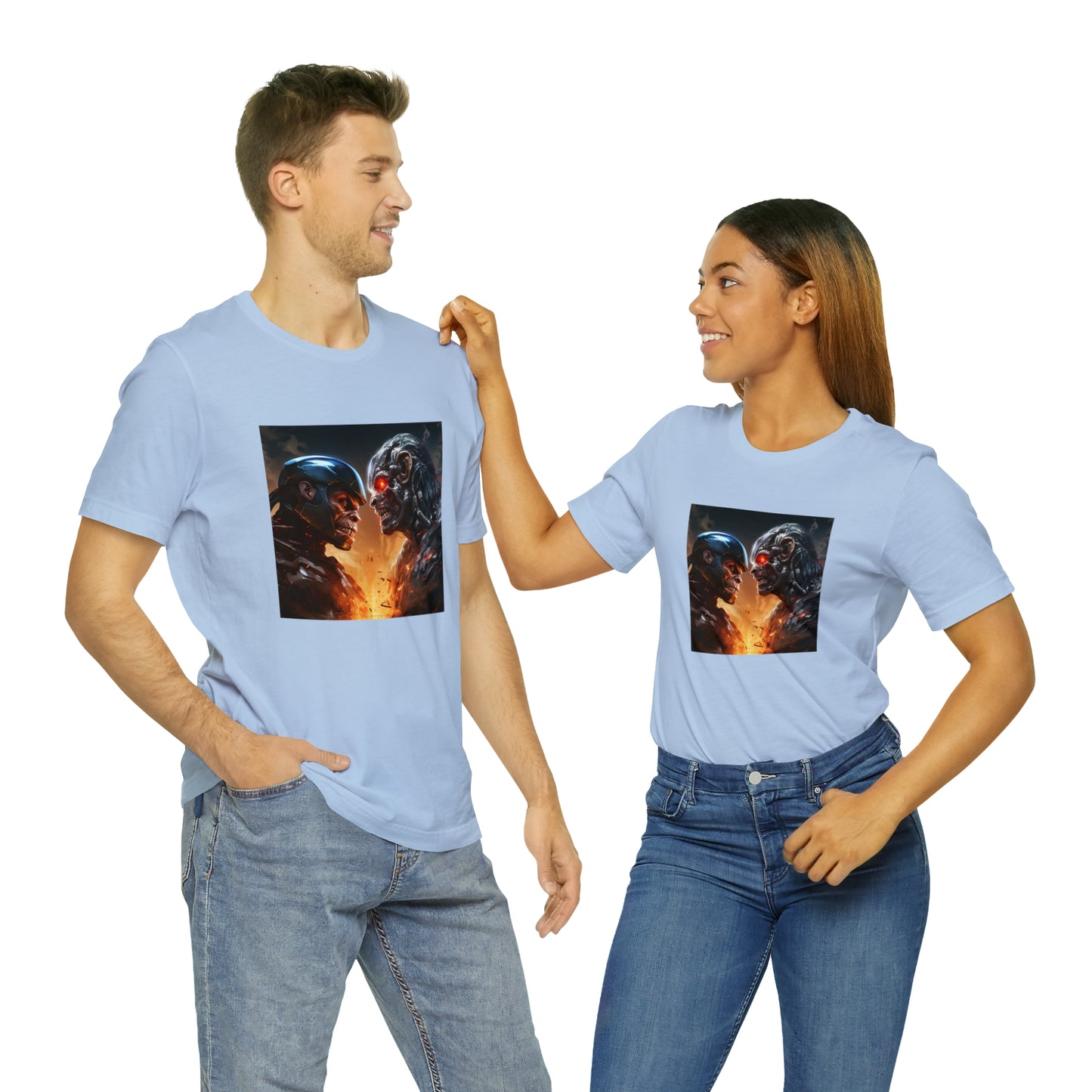 Terminator vs Robocop Monkey Battle Unisex Jersey Tee