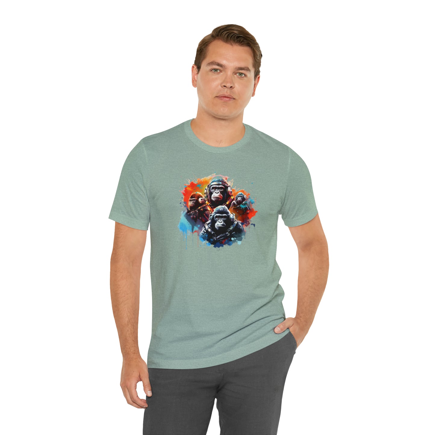 Gorillas in Space Unisex Jersey Short Sleeve Tee