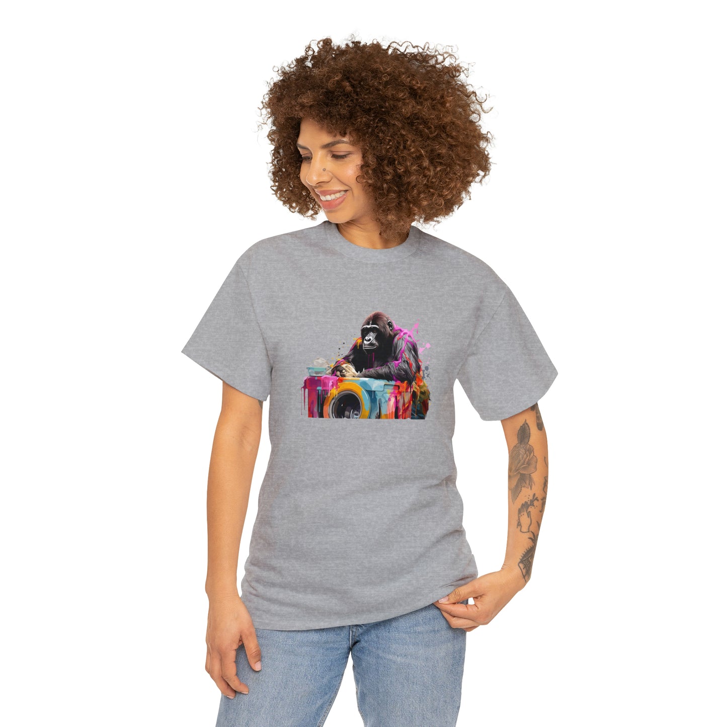 Gorilla Doing Laundry Unisex Heavy Cotton Tee