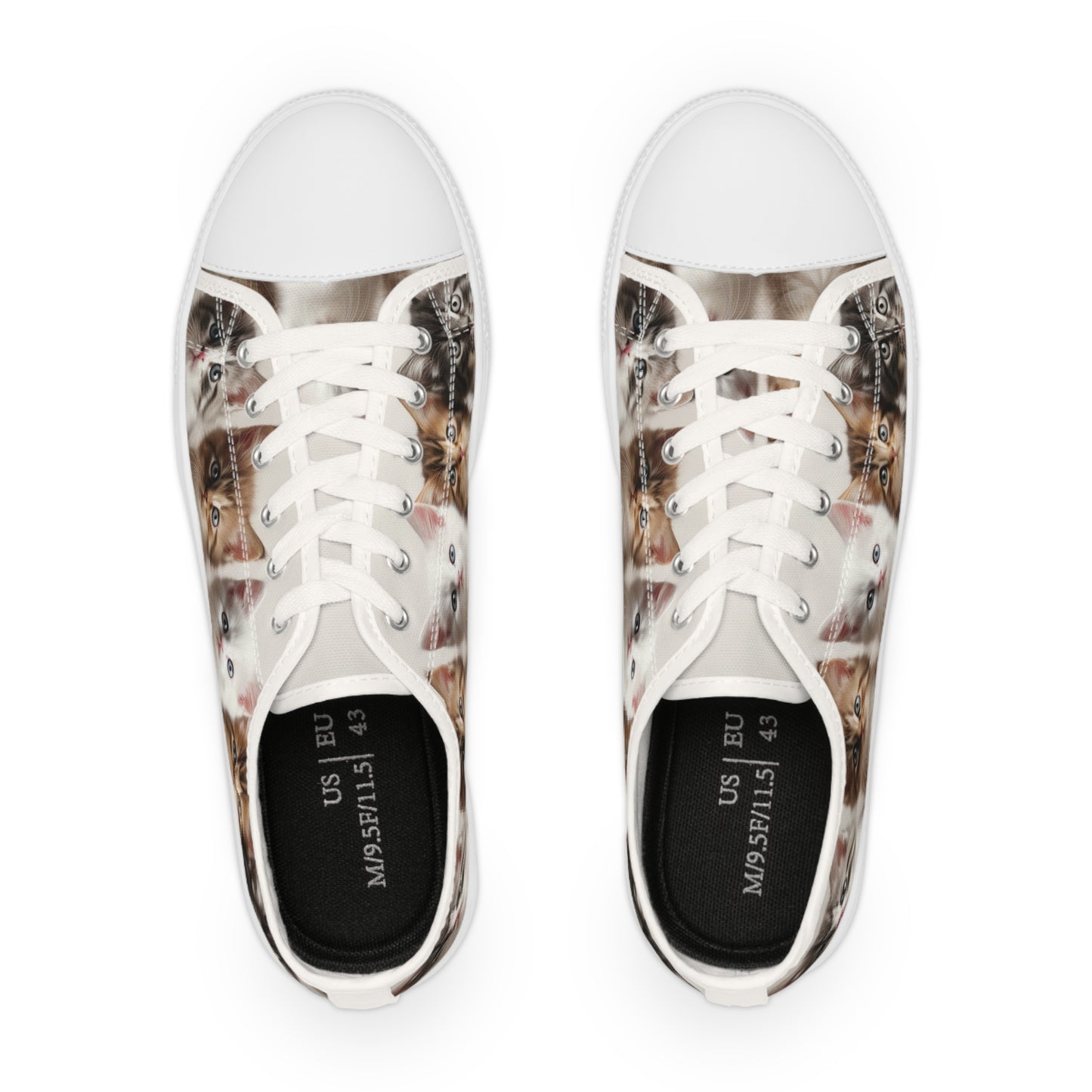 Men's Row of Kittens Low Top Sneakers