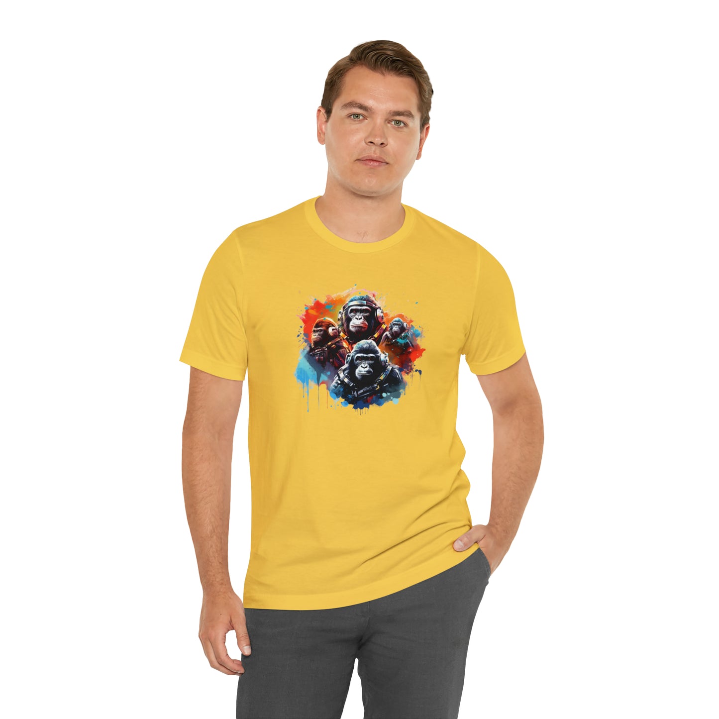 Gorillas in Space Unisex Jersey Short Sleeve Tee