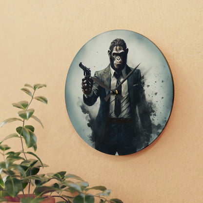 Ape in a Suit Acrylic Wall Clock - Unique & Quirky Decor