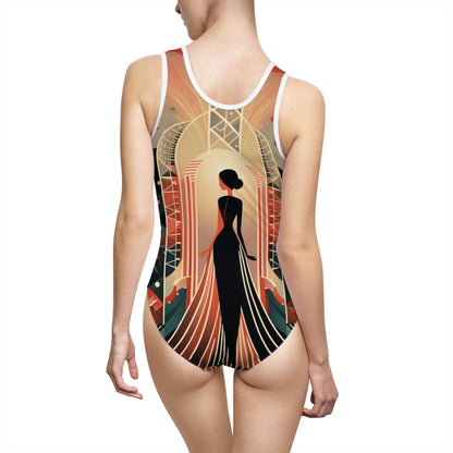 Art Deco Glamour Women's Classic One-Piece Swimsuit