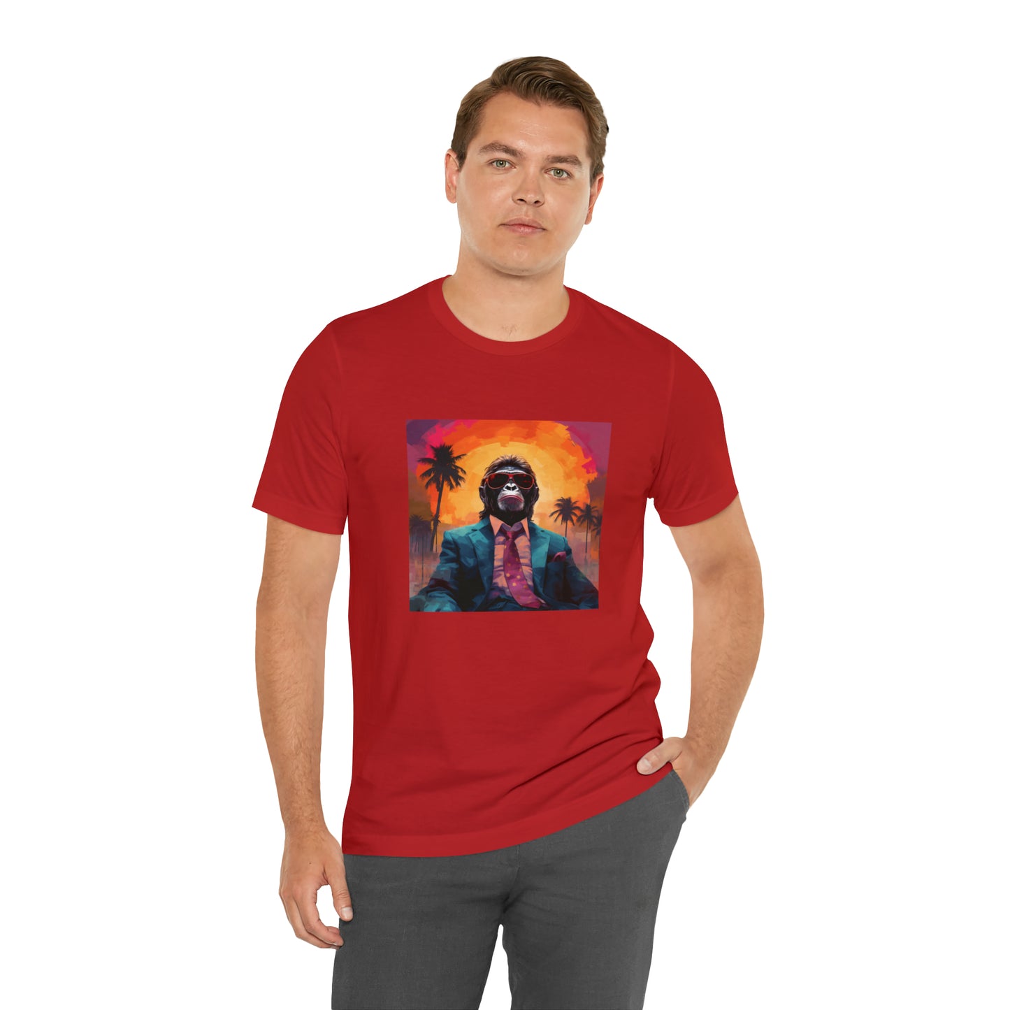 Miami Sunset Monkey Unisex Jersey Tee