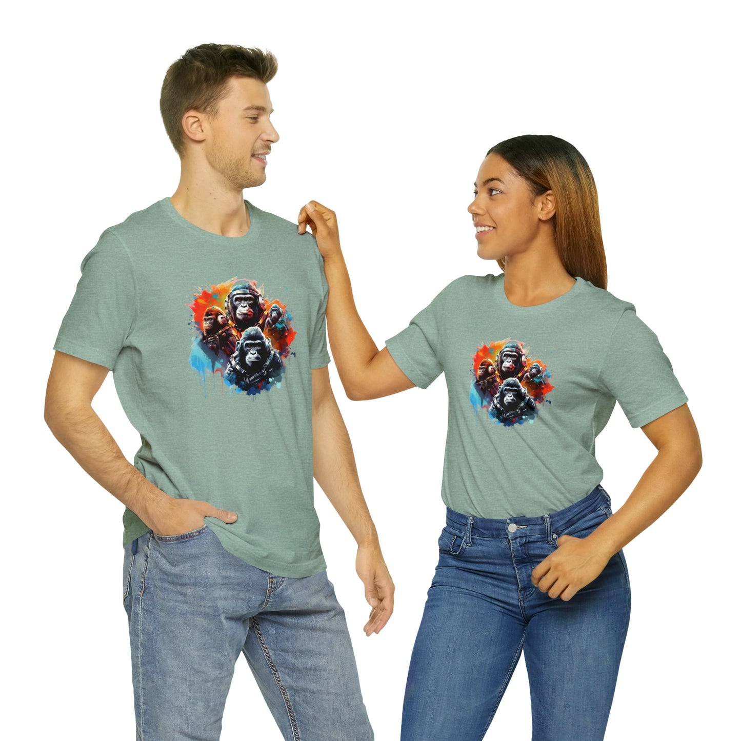 Gorillas in Space Unisex Jersey Short Sleeve Tee