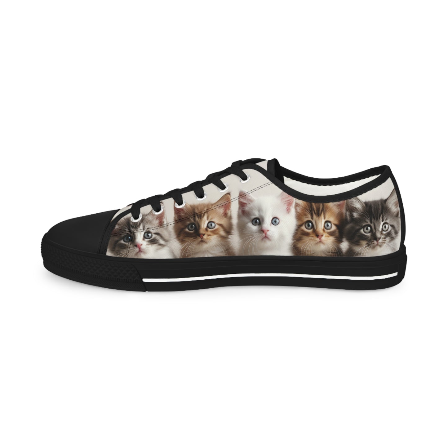 Men's Row of Kittens Low Top Sneakers