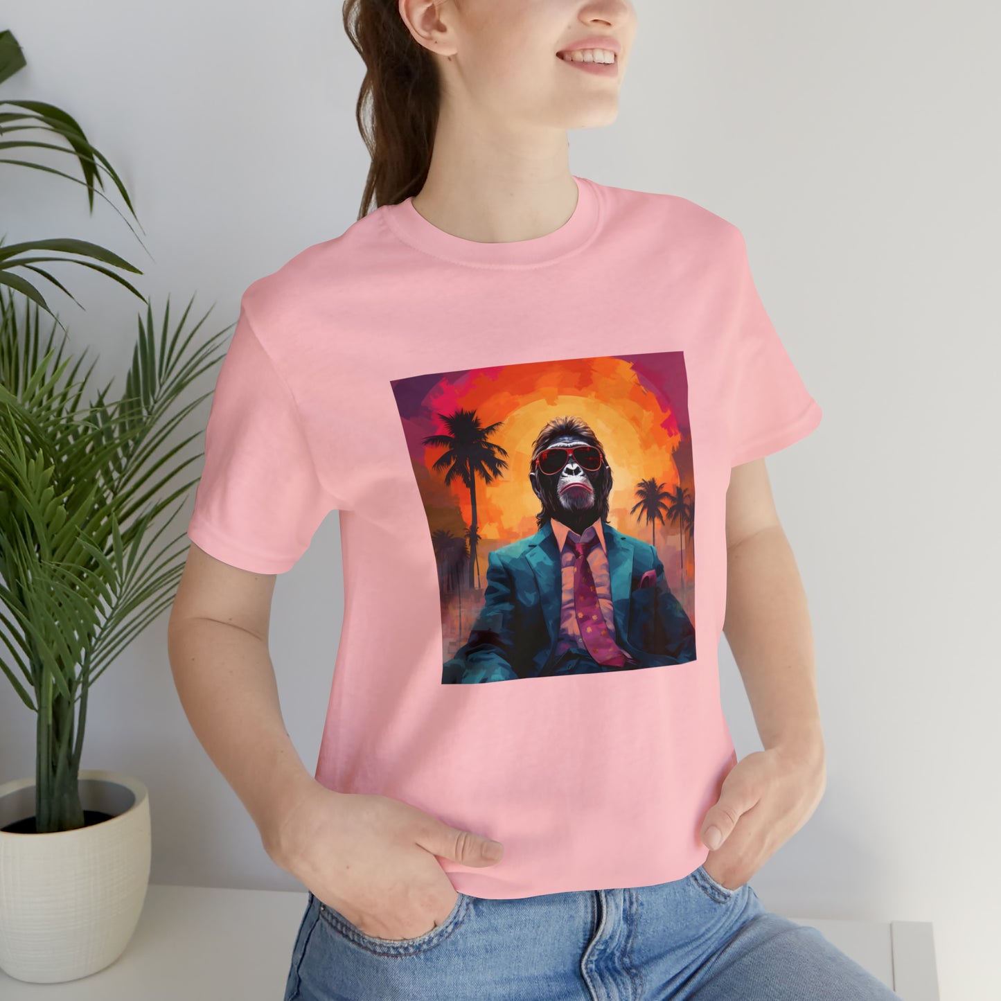 Miami Sunset Monkey Unisex Jersey Tee