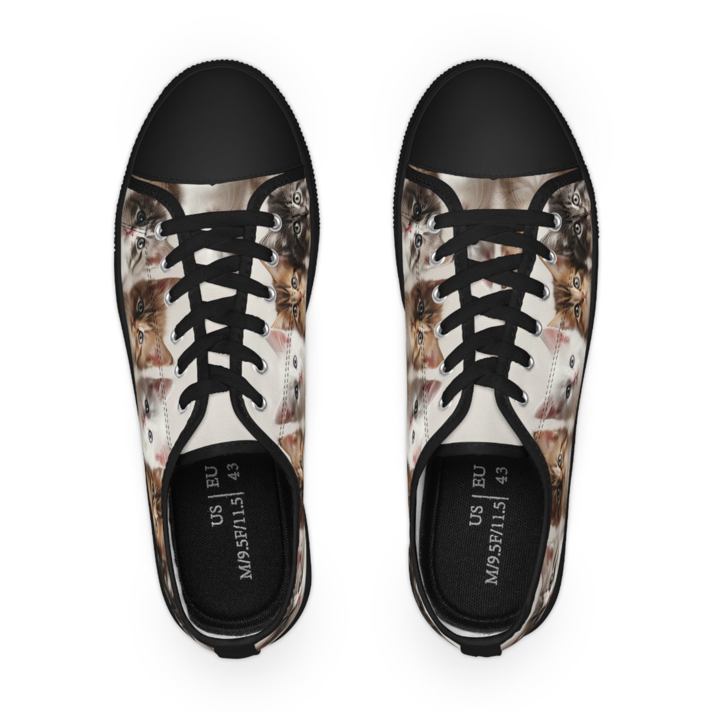 Men's Row of Kittens Low Top Sneakers