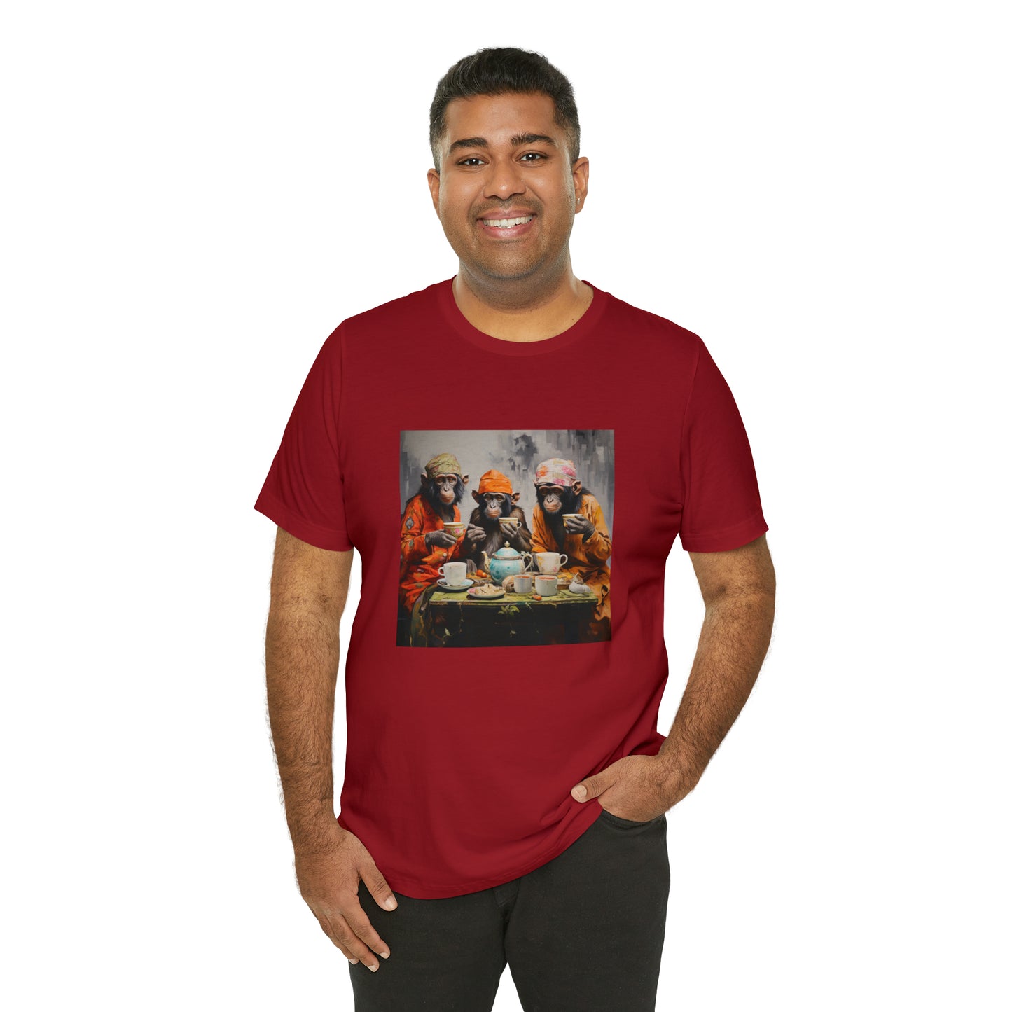 Sophisticated Monkey Tea Party Unisex Jersey Tee