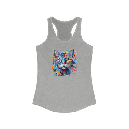 Women's Ideal Racerback Tank - Abstract Cat