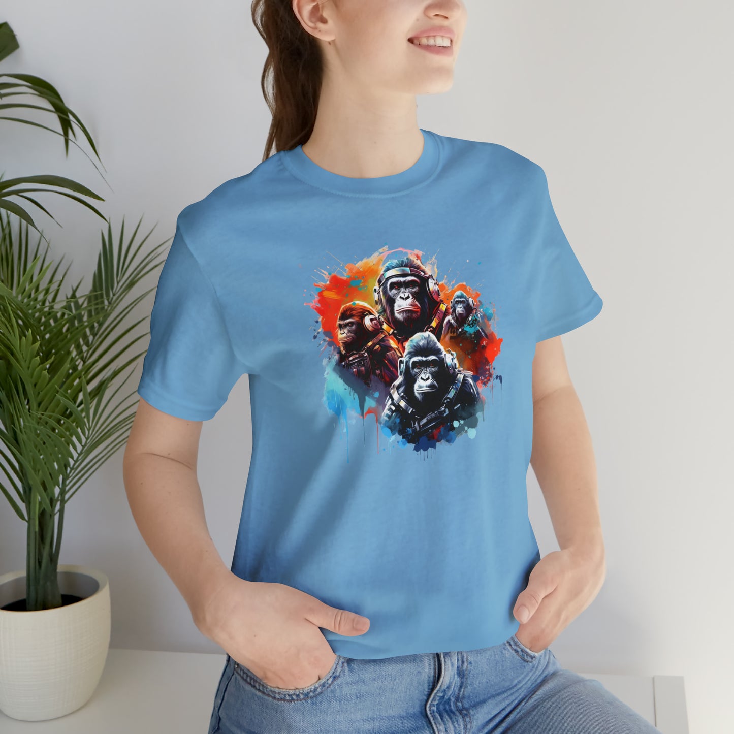 Gorillas in Space Unisex Jersey Short Sleeve Tee