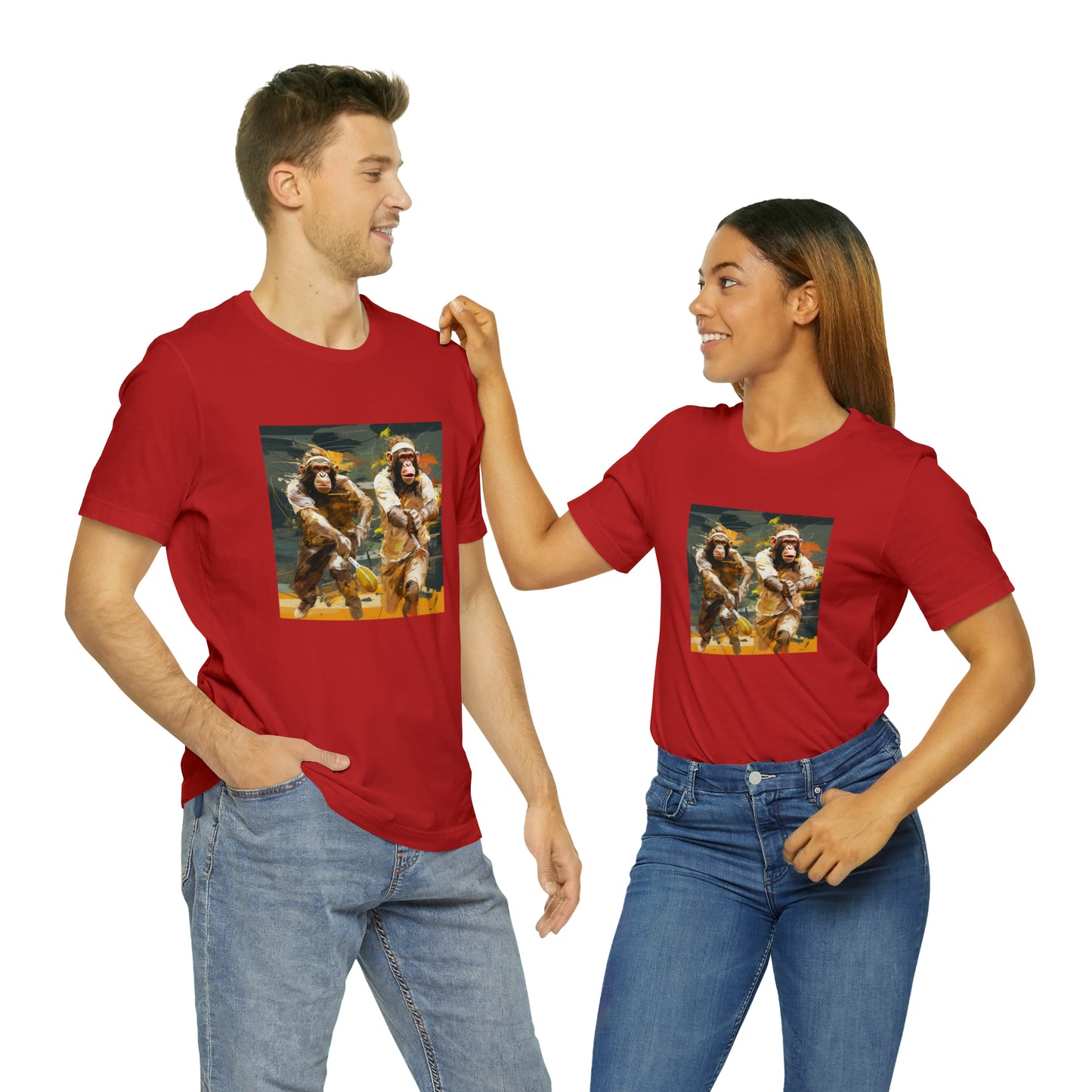 Monkey Tennis Match Unisex Jersey Short Sleeve Tee