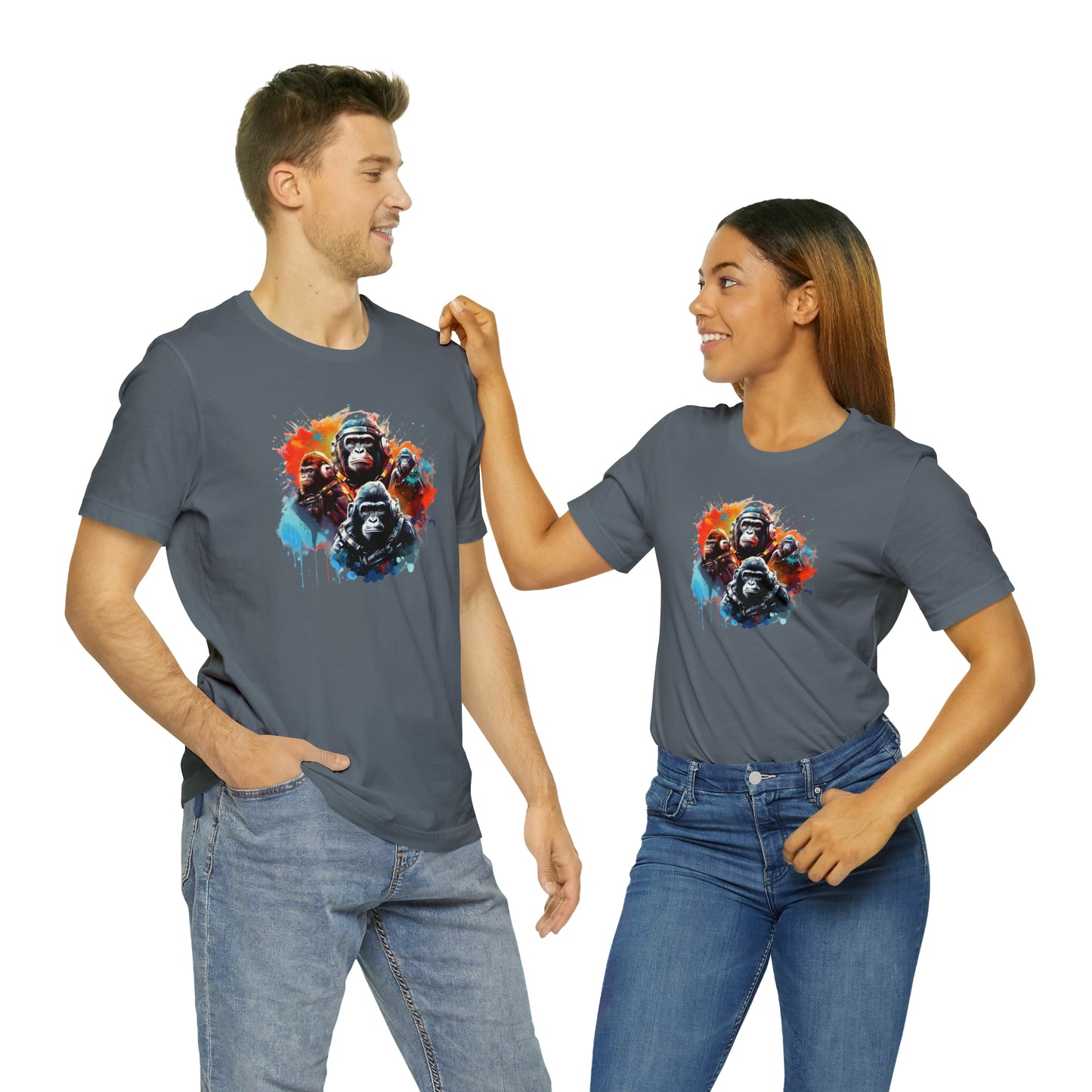 Gorillas in Space Unisex Jersey Short Sleeve Tee