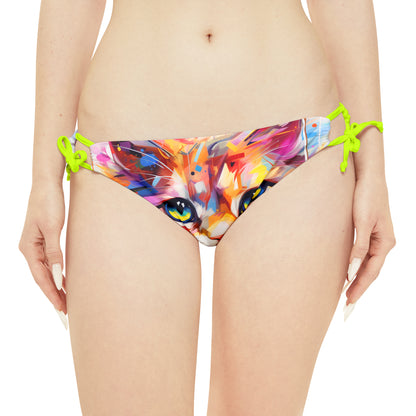 Meow Abstract Strappy Bikini Set - Swimwear