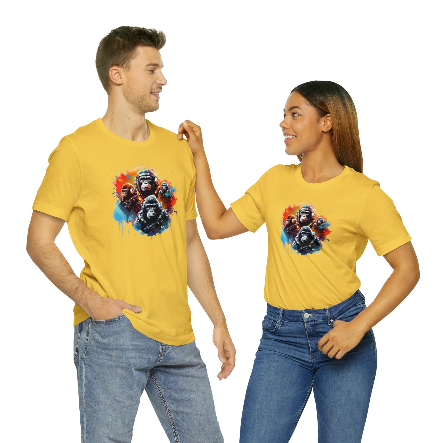 Gorillas in Space Unisex Jersey Short Sleeve Tee