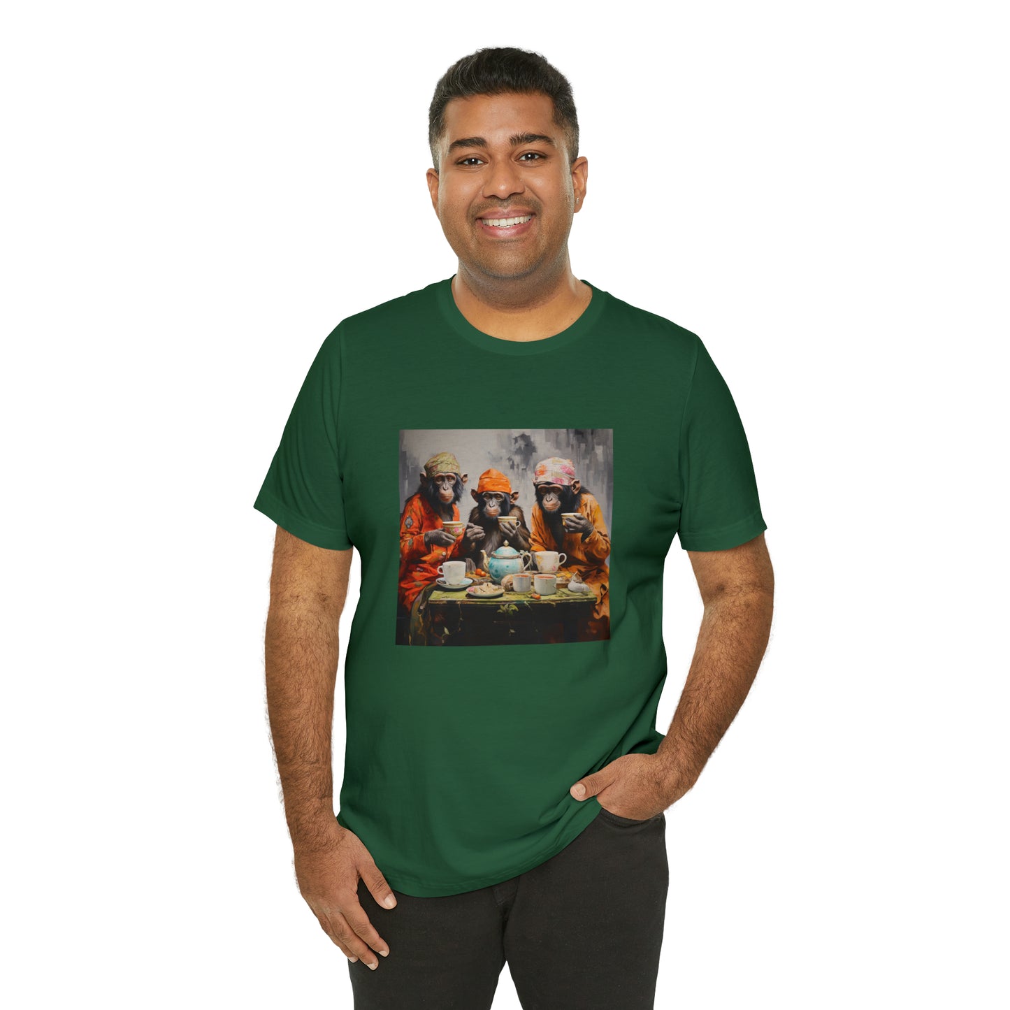 Sophisticated Monkey Tea Party Unisex Jersey Tee