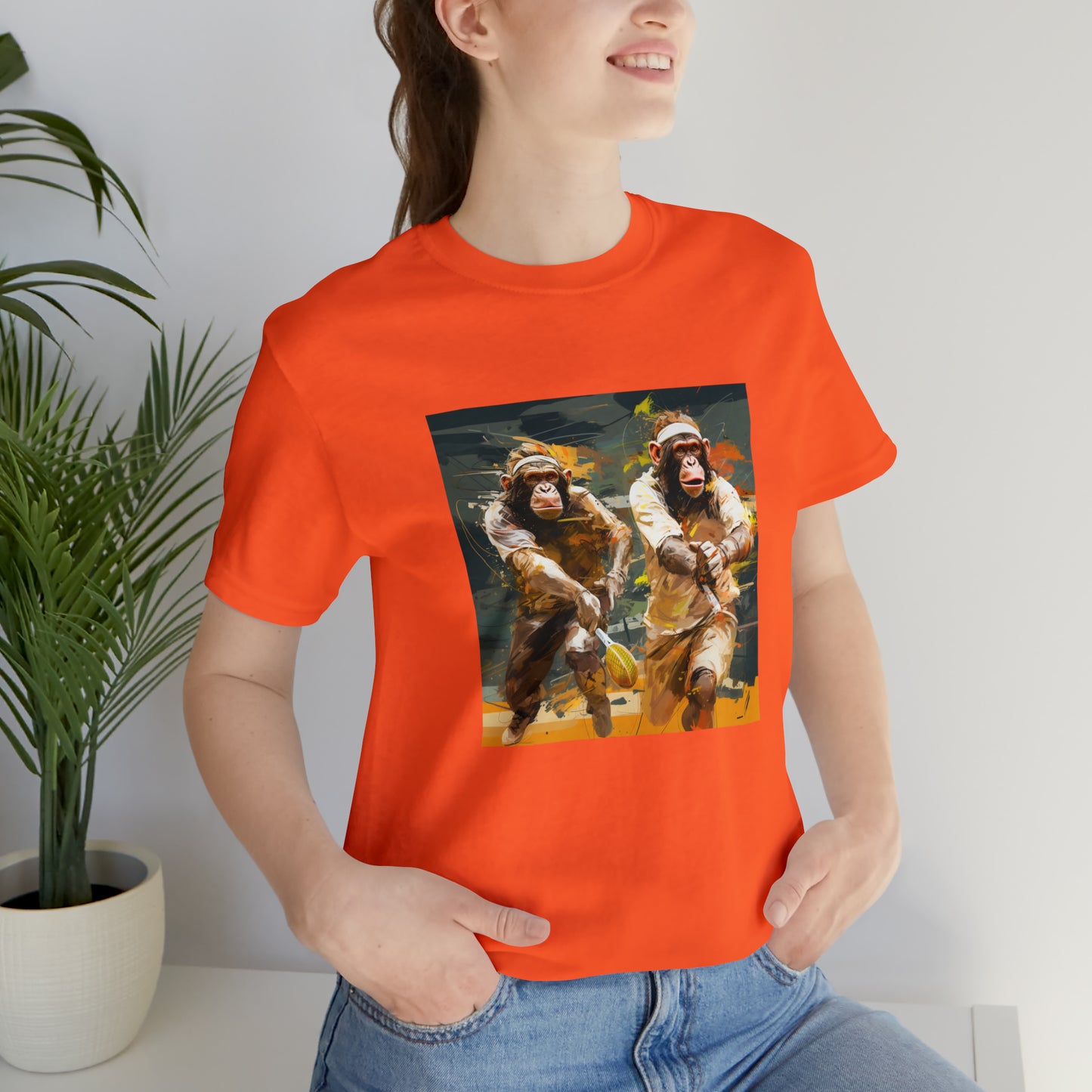 Monkey Tennis Match Unisex Jersey Short Sleeve Tee