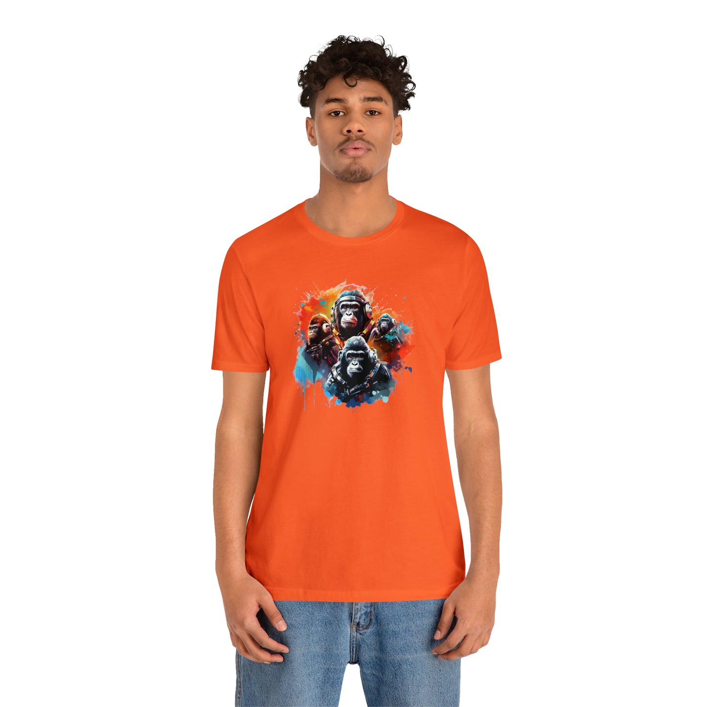 Gorillas in Space Unisex Jersey Short Sleeve Tee