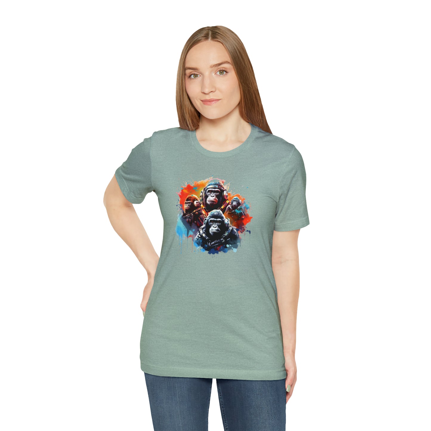 Gorillas in Space Unisex Jersey Short Sleeve Tee