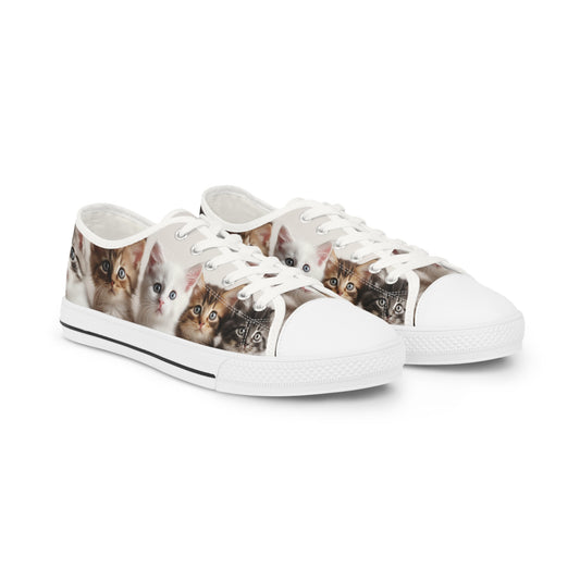 Men's Row of Kittens Low Top Sneakers