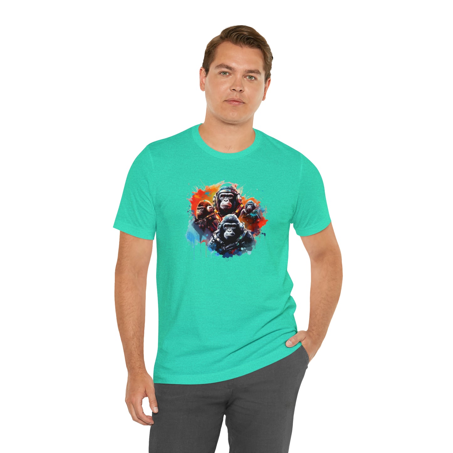 Gorillas in Space Unisex Jersey Short Sleeve Tee