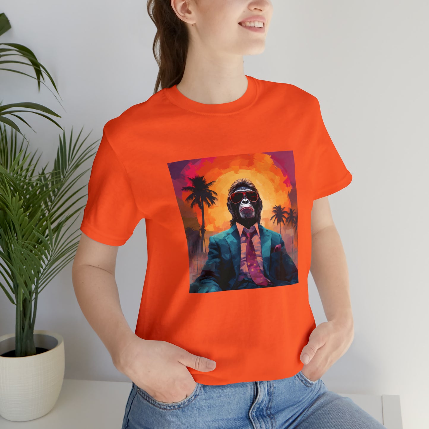 Miami Sunset Monkey Unisex Jersey Tee