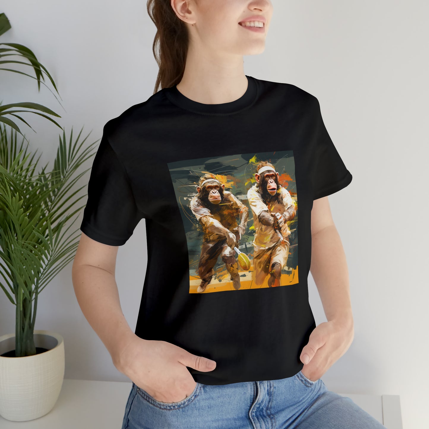 Monkey Tennis Match Unisex Jersey Short Sleeve Tee