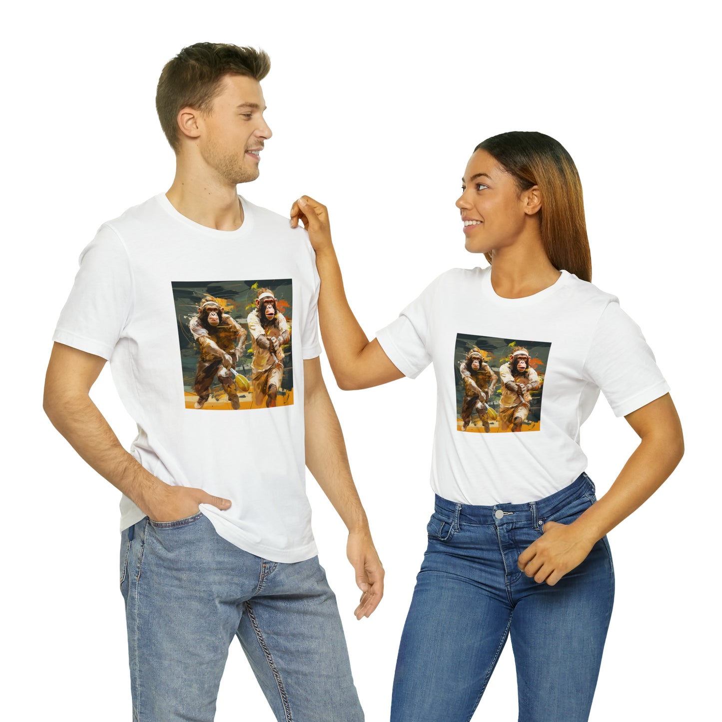 Monkey Tennis Match Unisex Jersey Short Sleeve Tee