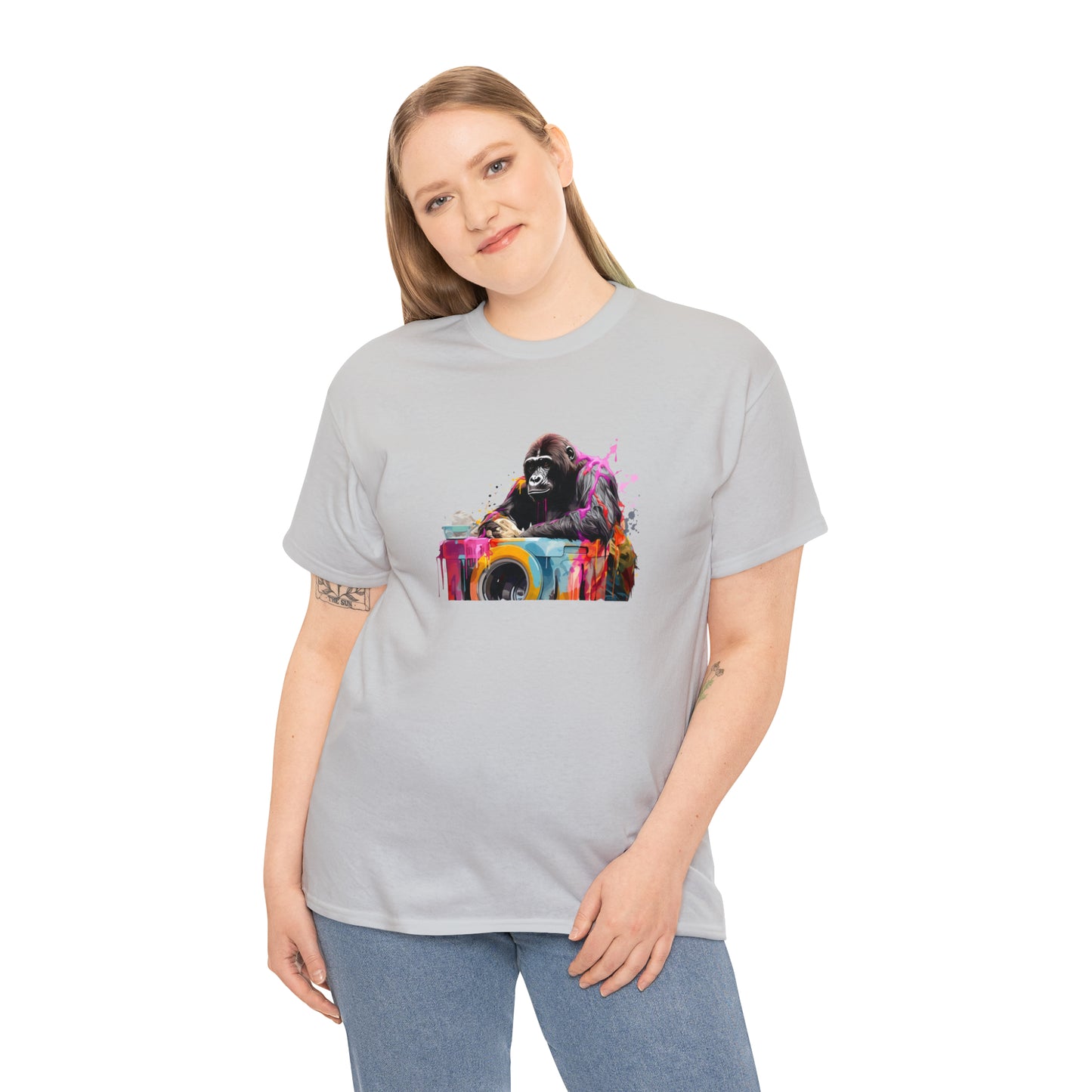 Gorilla Doing Laundry Unisex Heavy Cotton Tee