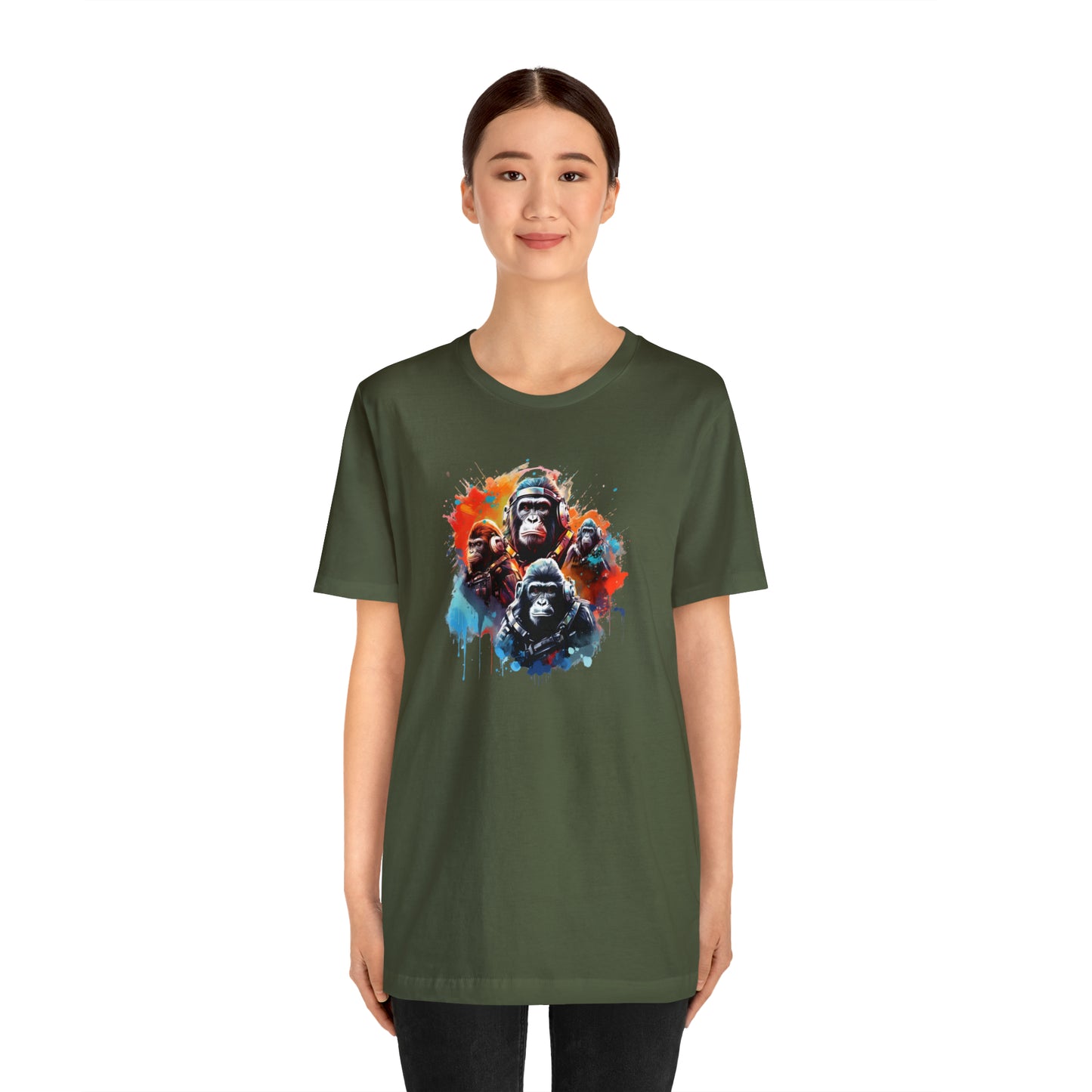 Gorillas in Space Unisex Jersey Short Sleeve Tee