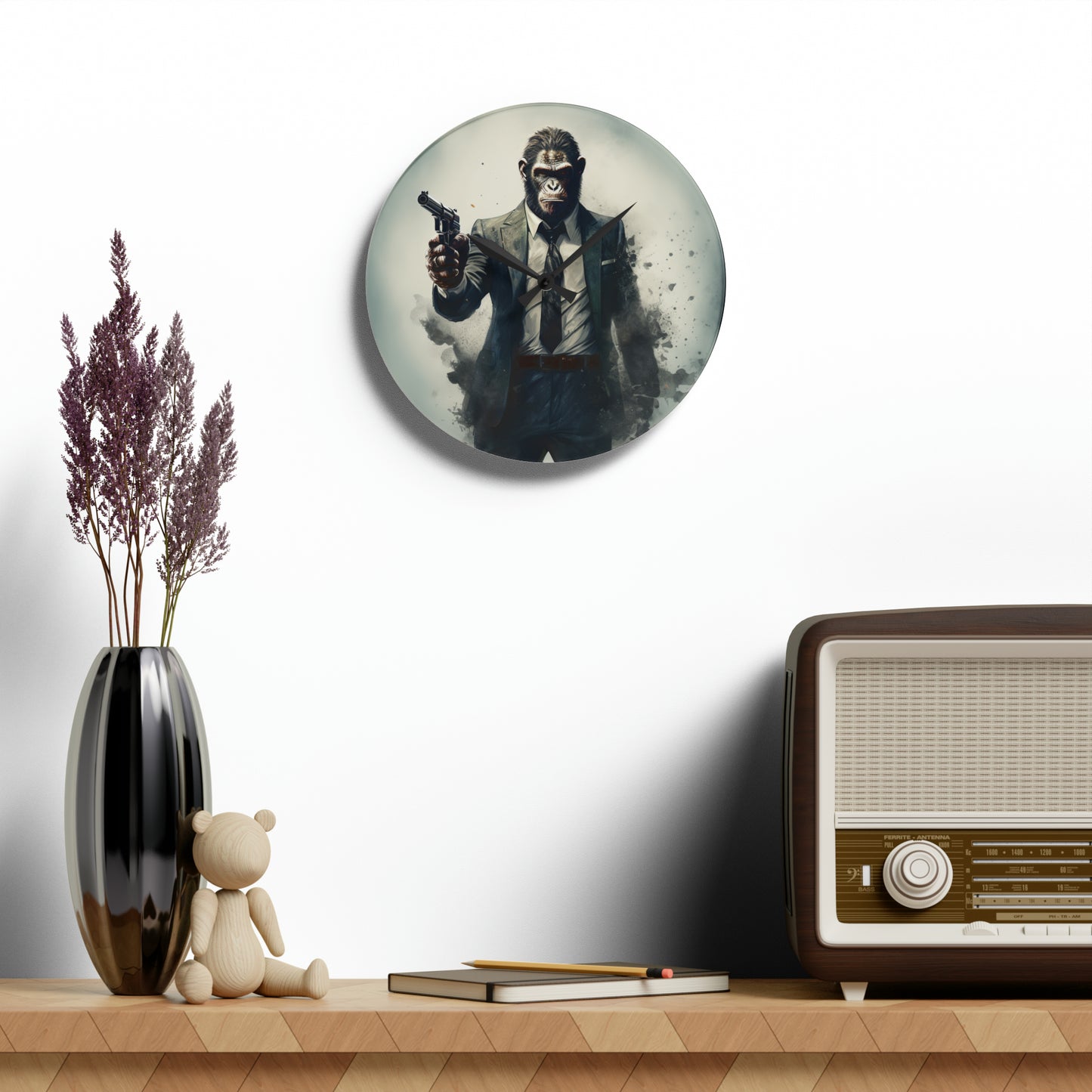 Ape in a Suit Acrylic Wall Clock - Unique & Quirky Decor