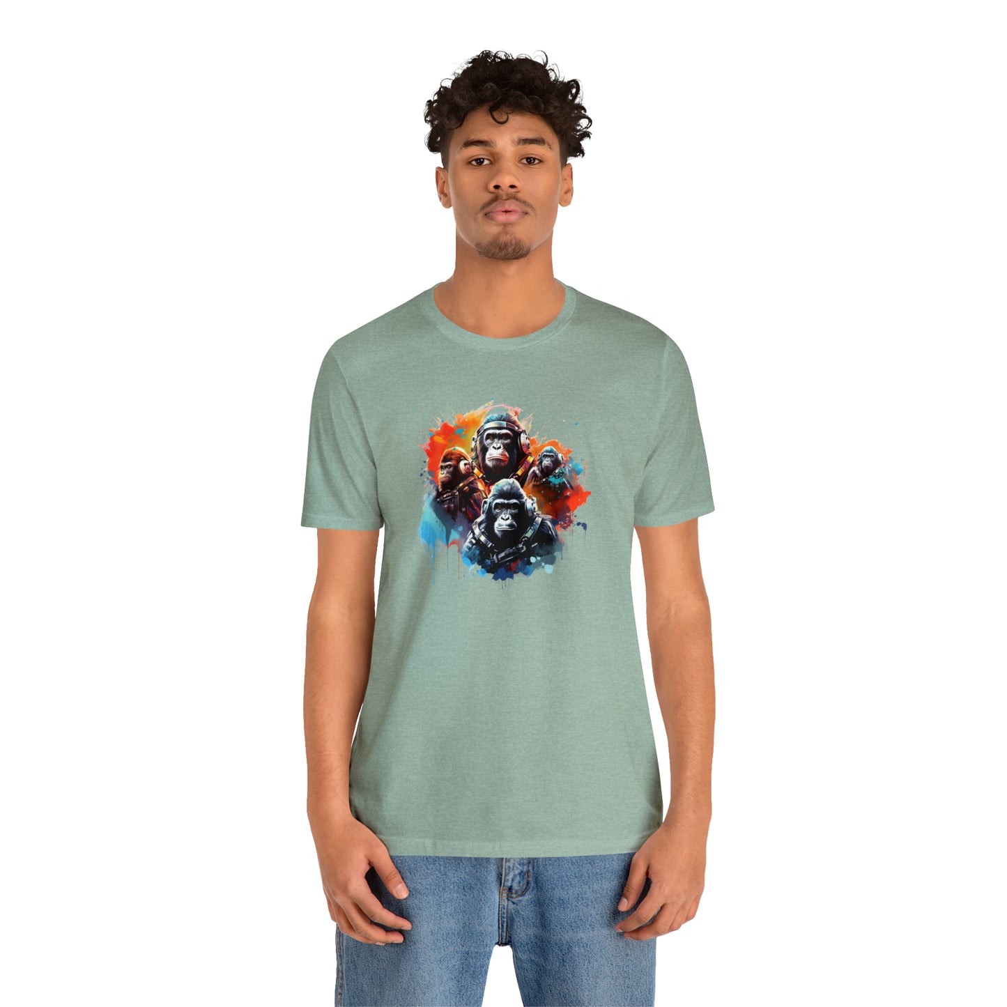 Gorillas in Space Unisex Jersey Short Sleeve Tee