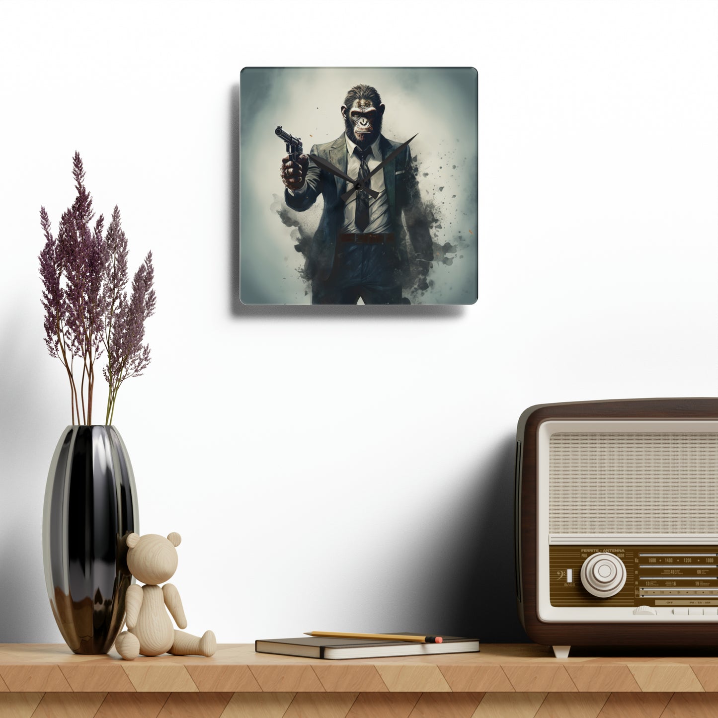 Ape in a Suit Acrylic Wall Clock - Unique & Quirky Decor