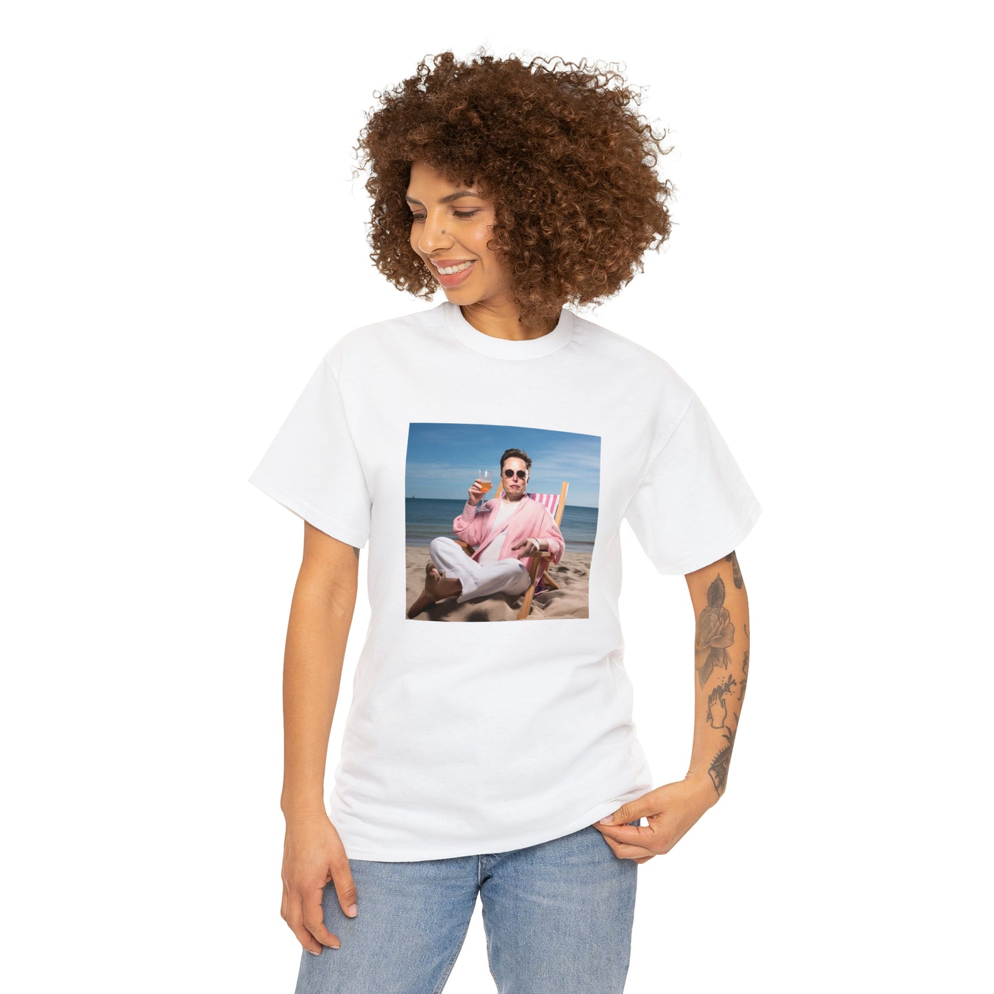 Elon Musk Beach Vibes Unisex Heavy Cotton Tee