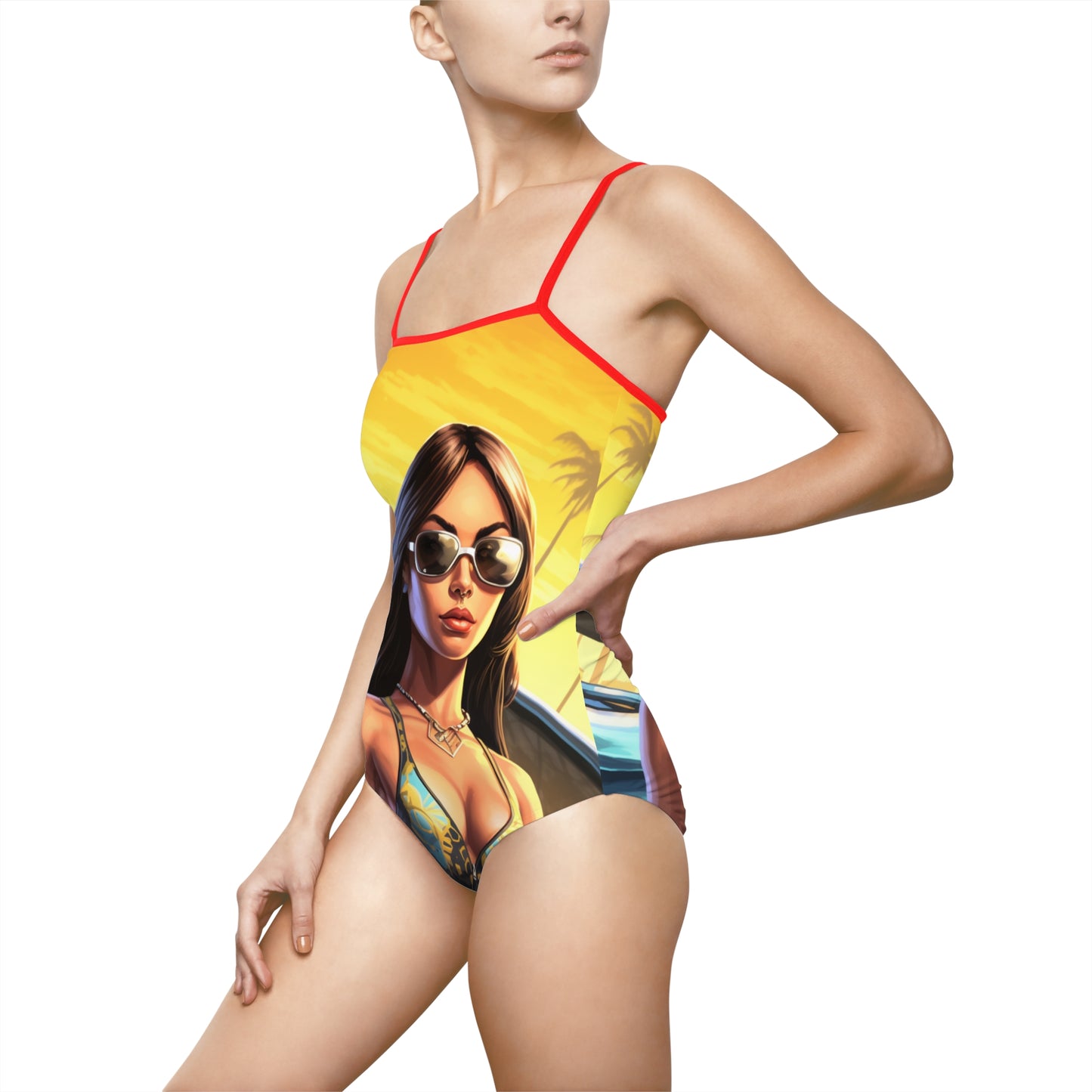 GTA-themed Women's One-piece Swimsuit - Show off your gaming style!