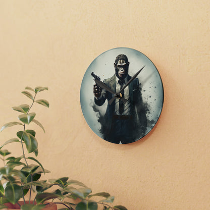 Ape in a Suit Acrylic Wall Clock - Unique & Quirky Decor